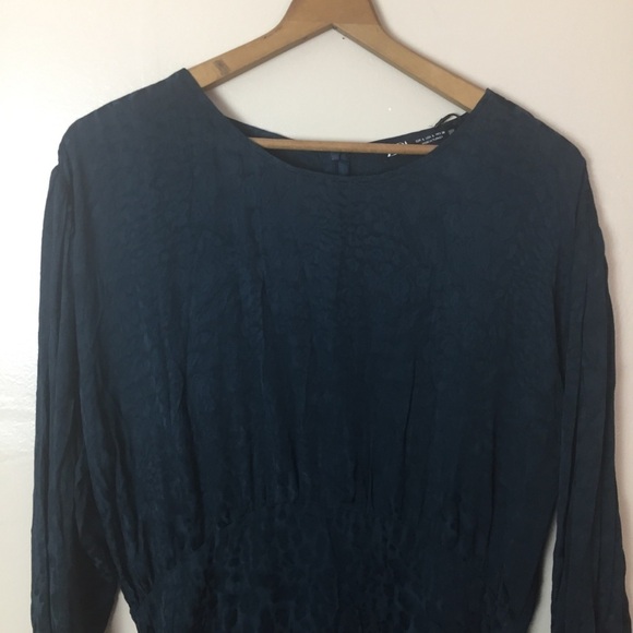 [Zara] Dark Blue Animal Print Long Sleeve Dress - Picture 2 of 11
